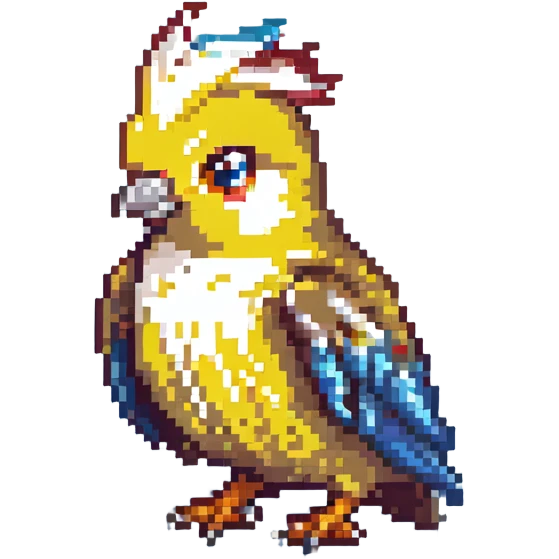 small colorful cockatiel pixel art emoji