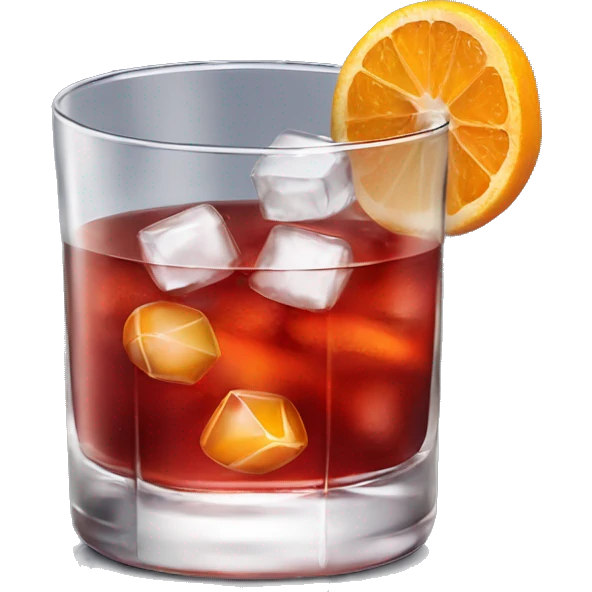 Negroni cocktail in a tumbler Glas with a clear ice cube  emoji