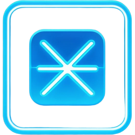 A neon, cyberfunk app logo, square, with "yyy" emoji