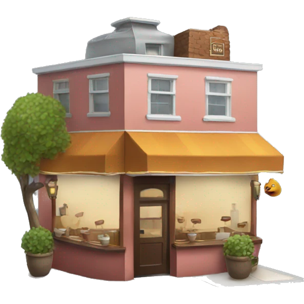 A cafe with a teapot on its roof  emoji