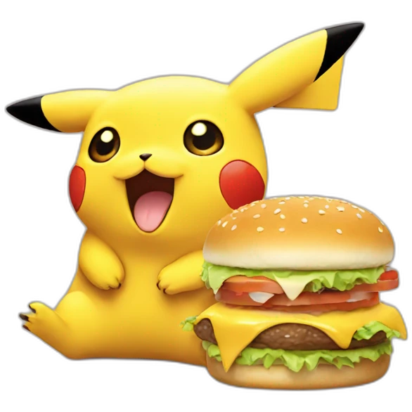 Pikachu eating burger emoji