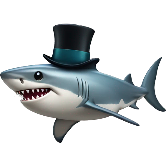 Shark with a top hat emoji