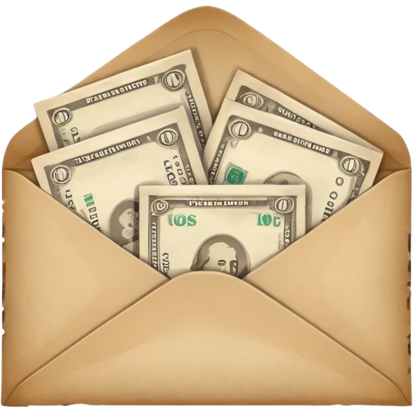 Banknotes enclosed in envelopes emoji