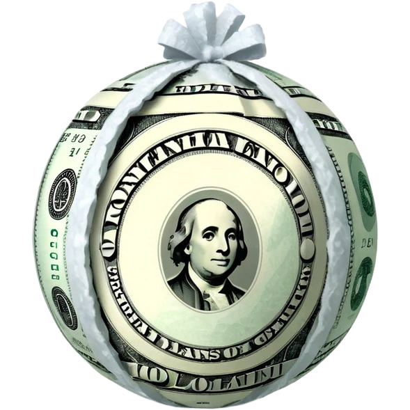 Snow ball with dollar bills  emoji