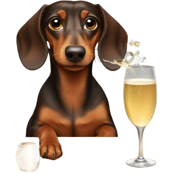 Brown dachshund drinking champagne emoji