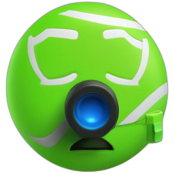 A fifa Soccer referee with plain fluorescent green jersey blowing a blue whistle for a position emoji
