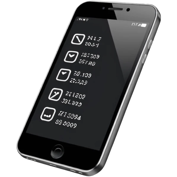 Minimalistic flat vector icon, iOS style, thin black contour on white background. Smartphone with code brackets <> on screen. Clean, no text, no shadows.
 emoji