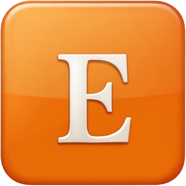 make me an emoji of a orange square with a white E in the center large E must have times new roman font emoji