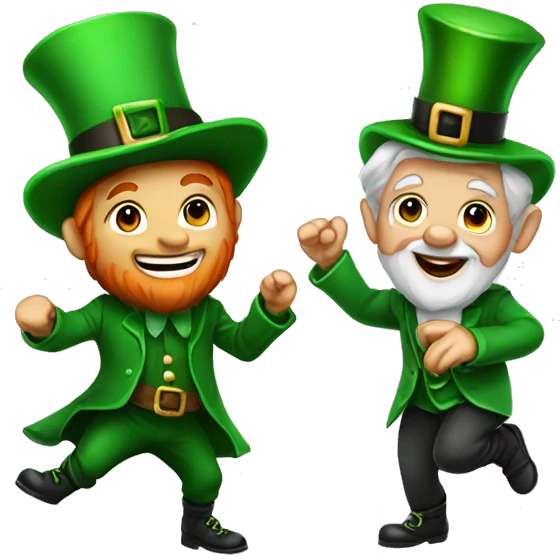 Leprechaun and Santa dance emoji