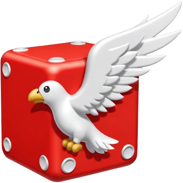 Red lucky block form super mario  with 2 white wings emoji
