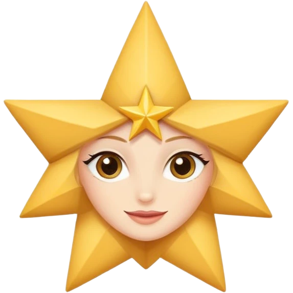 Elegant star mascot illustration inspired by a beauty brand logo, 4-pointed elongated star, sophisticated and minimal flat design, subtle feminine eyelashes, confident soft smile, in hex #250055 emoji