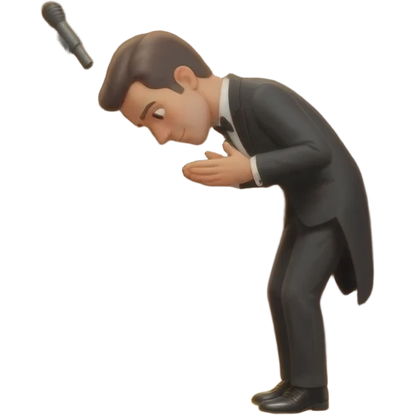 A man doing a theatrical bow emoji