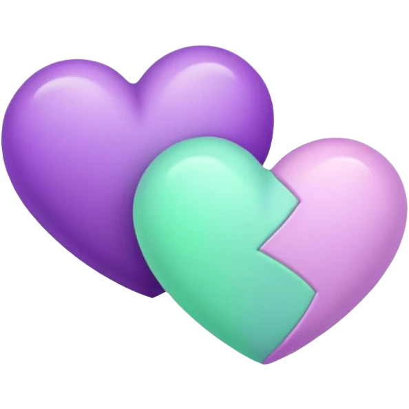 Two-hearts-coloured-light-pastel-shade green color and purple emoji