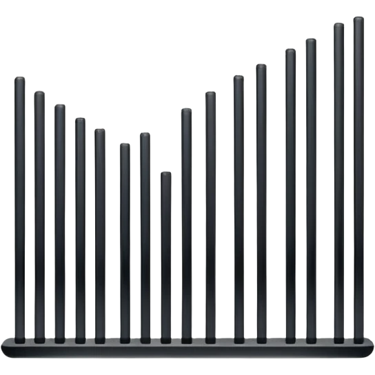 Minimalistic flat vector icon, iOS style, thin black contour on white background. Bars in ascending order like a sorting visualization. Clean, no text, no shadows emoji
