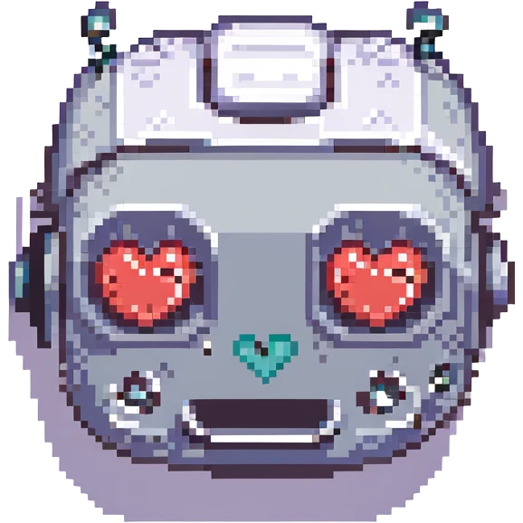 a happy robot face with heart eyes emoji