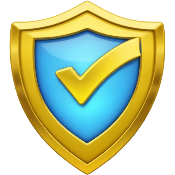 blue shield with a glowing neon yellow check mark in the center emoji