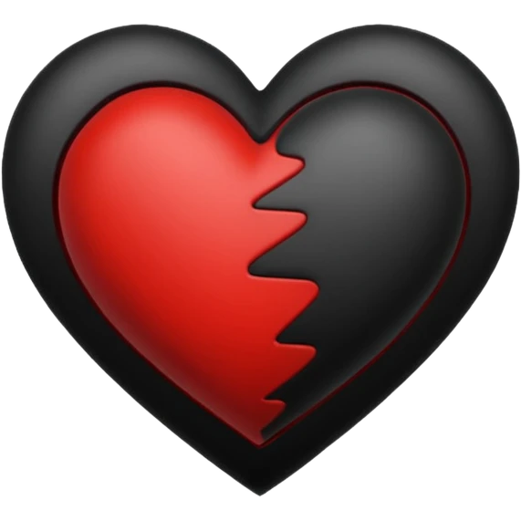 Black and red heart tattoo style emoji