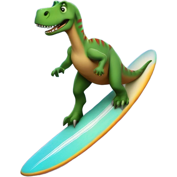 Dinosaur riding a surfboard in space  emoji