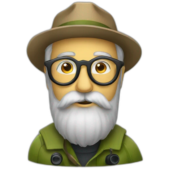 Birding man with beard, binoculars  and glasses emoji