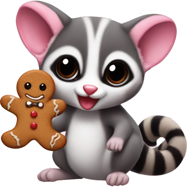 sugar glider with gingerbread man emoji