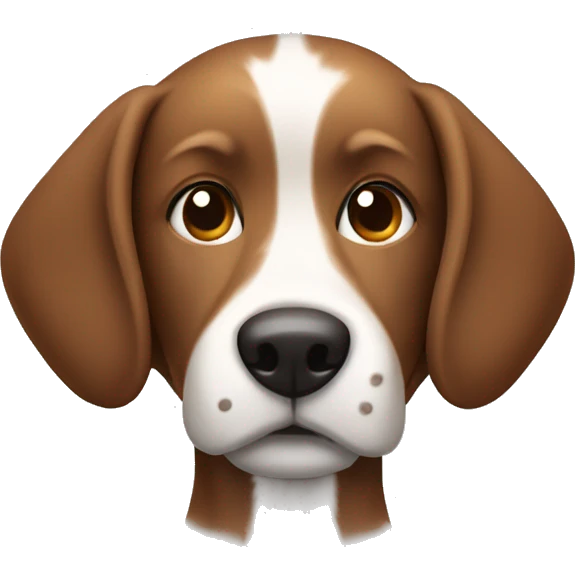 brown dog with white paws, chest, tail tip and midline of head emoji