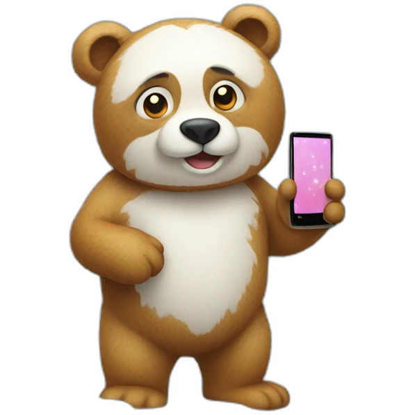 Osito en su nieve con celular emoji