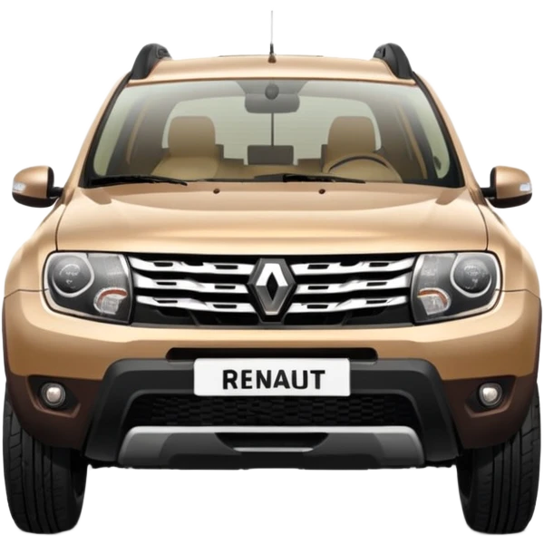 Front side of Renault Duster 2014. Beige colour  emoji