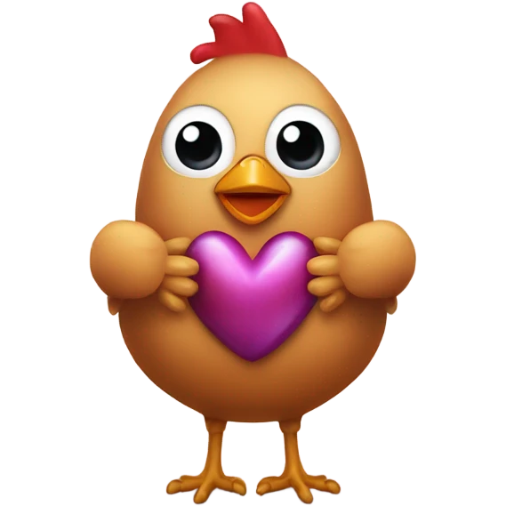 Chicken and onion holding hands with heart eyes emoji