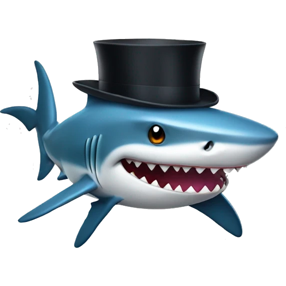 Shark with a top hat emoji