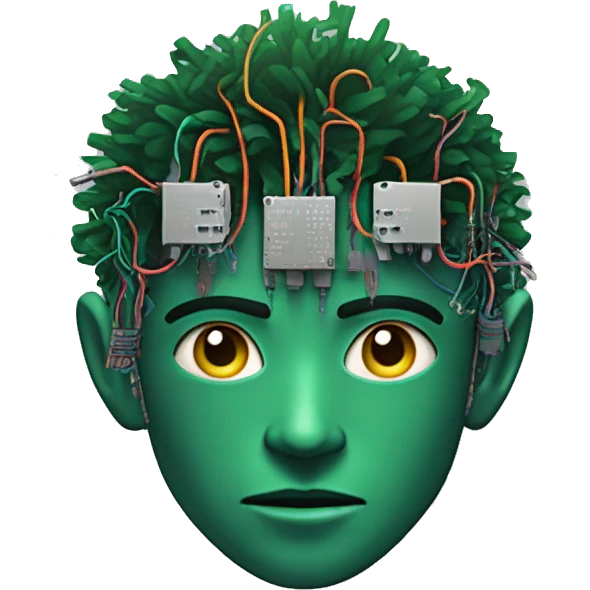 Head Deku cyborg with circuits and wires  emoji