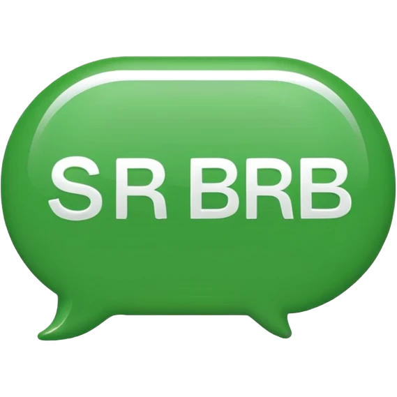 WhatsApp emoji for SBR SDN BHD, full company name 'SBR SDN BHD' inside a chat bubble icon, green and white colors, minimalist, professional, suitable for digital communication emoji