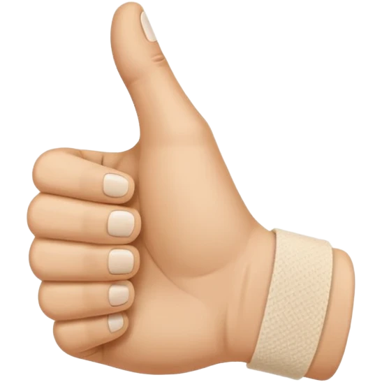 Thumbs up with a bandage on the base of the thumb emoji