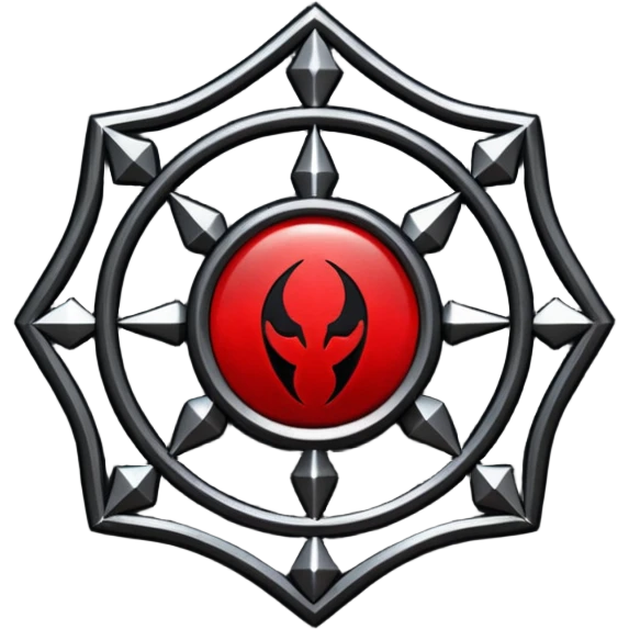 iOS sticker, dark fantasy amulet, black base, red symbol, minimal emoji