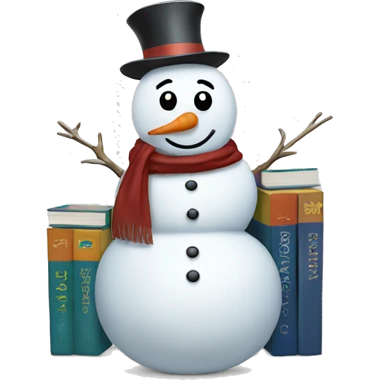 snowman with books emoji