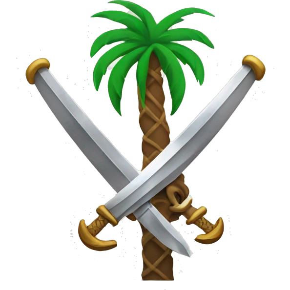 Two curved Arab swords intersecting with a palm tree on top emoji