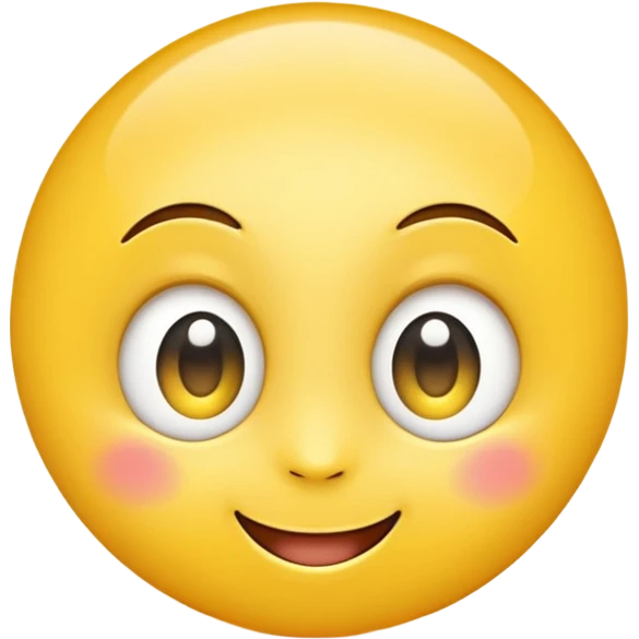 "A super happy, hope-filled emoji with a bright yellow round face, big sparkling eyes full of excitement, eyes slightly watery with joy, wide cheerful smile, glowing soft light around the face, extremely cute and expressive, high-resolution, vibrant and glossy style." emoji