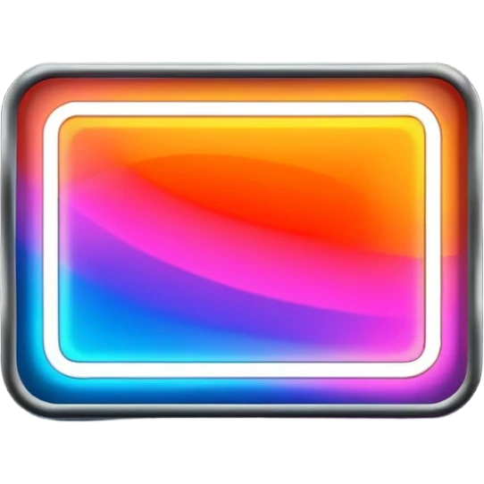 glowing led light, different glowing colors, one big rectangle sign emoji