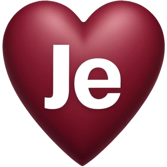 Burgundy heart with the letters Jer in the middle  emoji