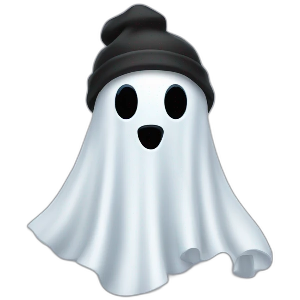 Ghost wearing a black beanie emoji