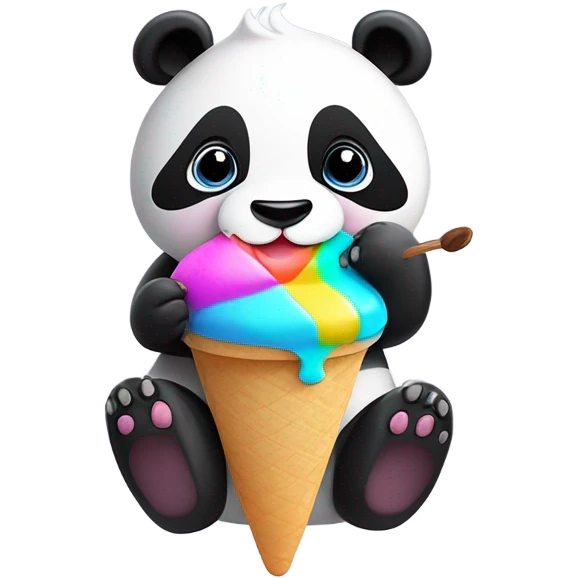 Panda eating ice cream emoji