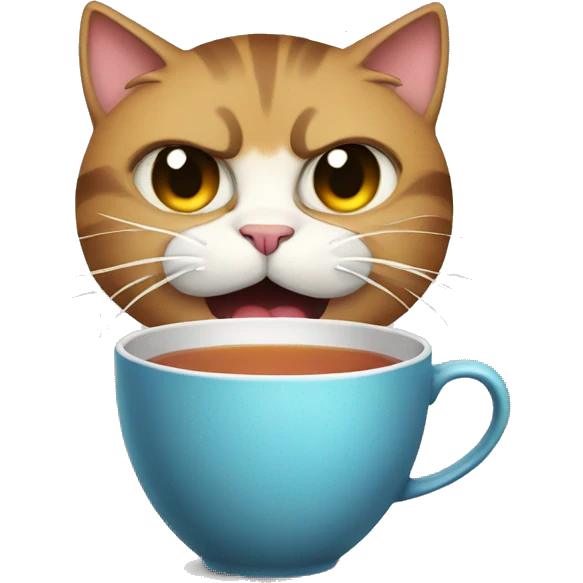 Angry cat sipping tea emoji