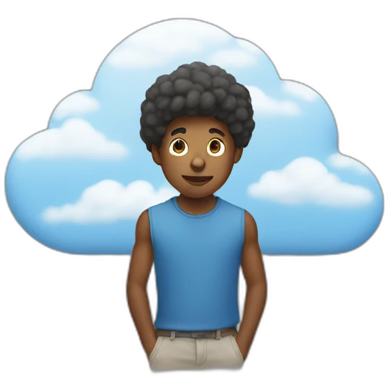 A young Man with a cloud in front of his face emoji