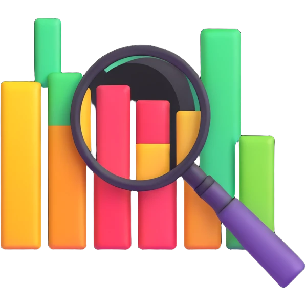 data science emoji featuring a bar chart and magnifying glass emoji
