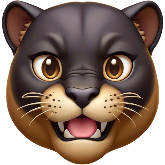 Cinematic Comical Panther Portrait Emoji, Head tilted dramatically with an exaggeratedly shocked expression, featuring a sleek, muscular body with wide, comically expressive eyes full of humorous disbelief, Simplified yet hilariously expressive features, highly detailed, glowing with a slightly sassy dark glow, high shine, dramatic yet playful, stylized with an air of quirky feline attitude, soft glowing outline, capturing the essence of a meme-worthy panther that looks ready to side-eye its way into viral fame! emoji