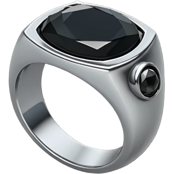 iOS emoji, minimal dark fantasy ring, black metal, flat emoji