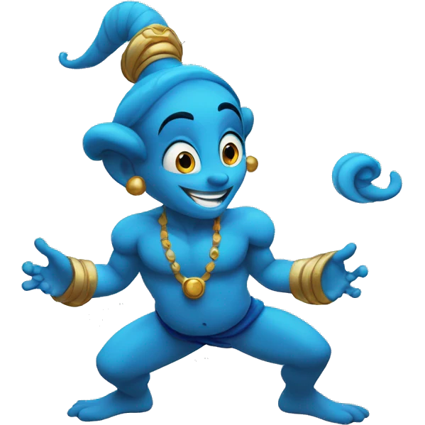 Blue genie from Aladdin white border emoji