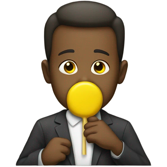 Man sucking on a yellow  emoji