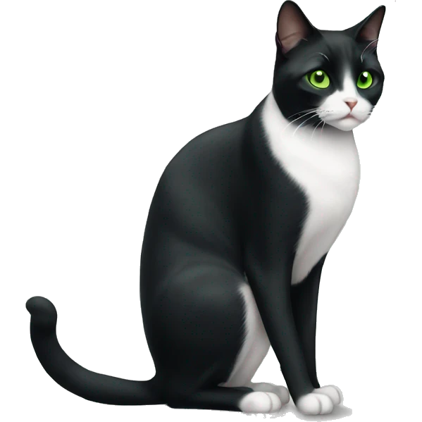 tuxedo cat with green eyes emoji