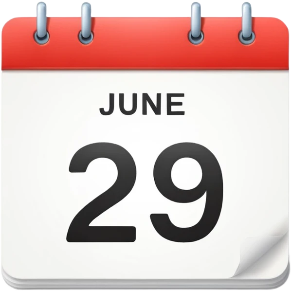 A calendar with the date June 29th on it emoji