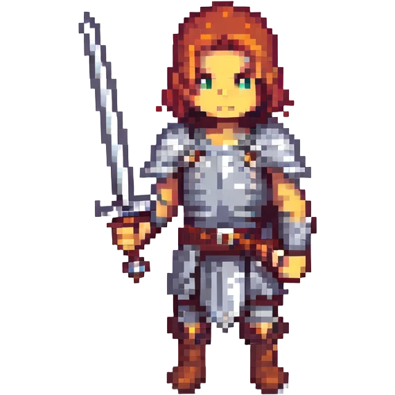 warrior holding a sword, retro video game look emoji